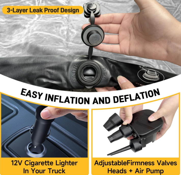 El colchón inflable Umbratuo es adecuado para cajas de camionetas cortas de tamaño mediano de entre 6 y 6,6 pies, aproximadamente 1,8-2,0 metros