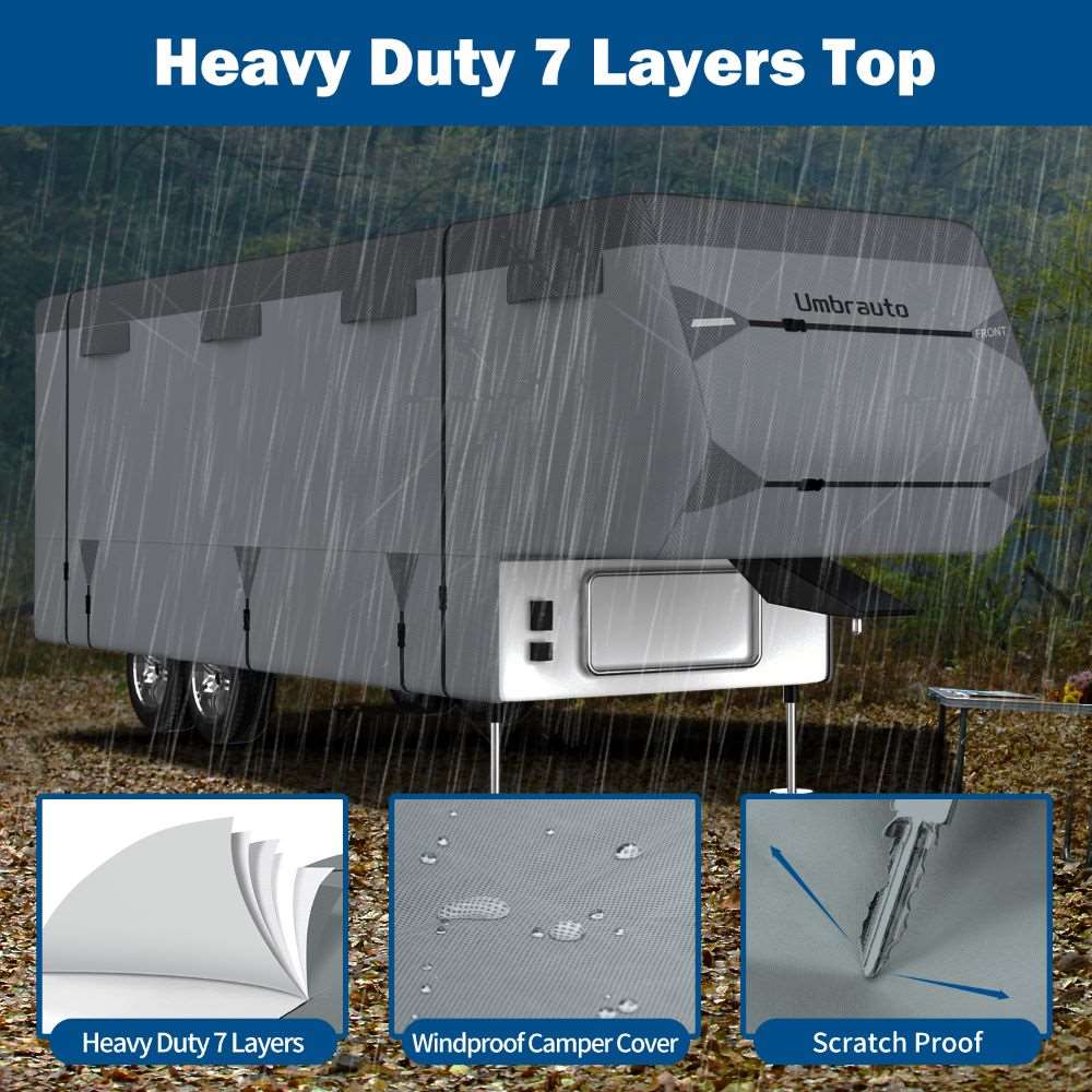 Funda Umbrauto para autocaravana de quinta rueda, 7 capas reforzadas, protección UV, impermeable y transpirable