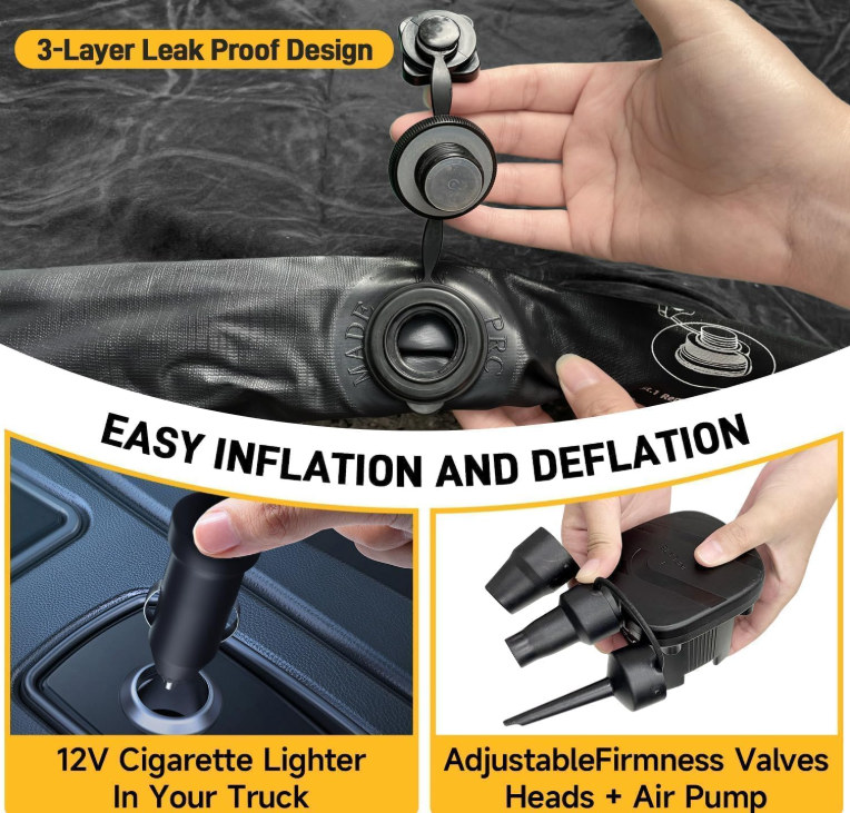 Colchón inflable Umbrauto para caja de camioneta de 6-6,6 pies (aproximadamente 1,8-2,0 metros), adecuado para camas cortas, colchón de aire inflable para ...