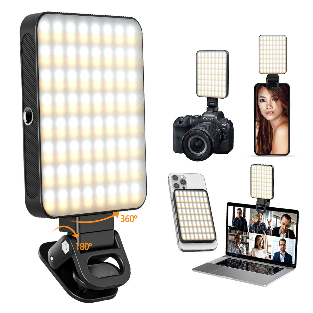 Luz de Relleno LED Magnética – Luz para Videoconferencias, Teléfono y Cámara, para Fotografía, Retransmisiones en Directo y Uso Portátil