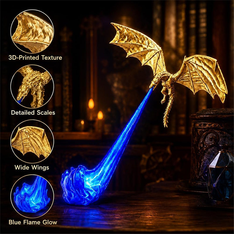 Luz de Estantería 3D con Dragón y Fuego – Sujetalibros LED con Dragón Volador, Lámpara de Esquina, Regalo Original para Amantes de los Libros y Decoración de Halloween