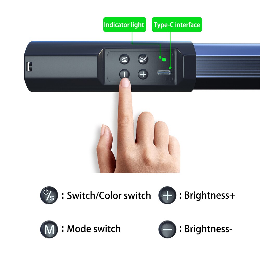 Barra de luz LED RGB multicolor de relleno, portátil y de mano, 3200 K–5600 K, luz LED para fotografía y grabación