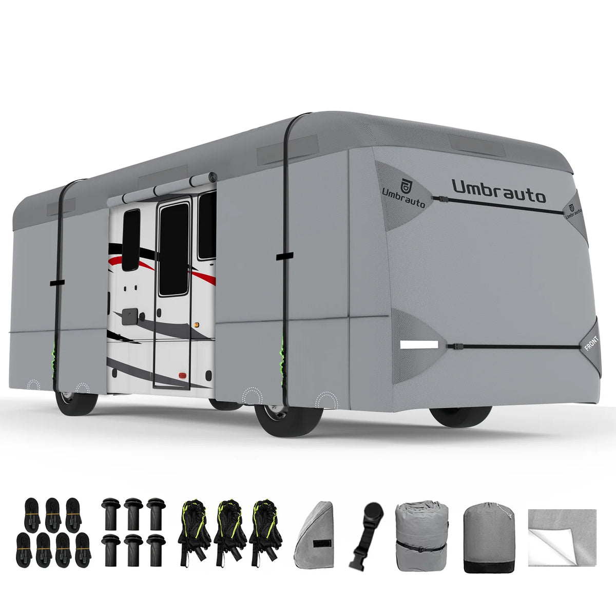Funda Umbrauto para autocaravana Clase A, 7 capas reforzadas, resistente al viento y transpirable, color gris