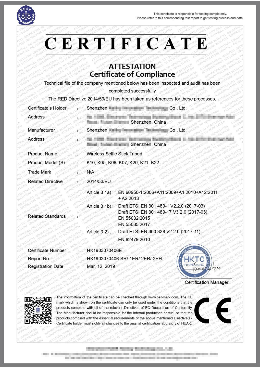Palo selfie Bluetooth con certificación CE, trípode con control remoto, soporte de teléfono para fotos y transmisiones en vivo, y trípode de cámara.