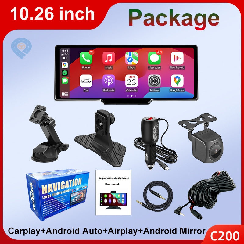 Pantalla inteligente portátil de 10,26 pulgadas para coche con CarPlay inalámbrico, Android Auto, Bluetooth y cámara trasera AHD