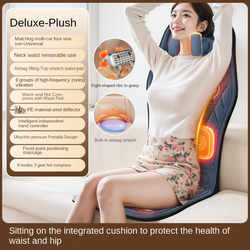 Cojín de masaje cervical multifuncional para coche y hogar con calefacción, vibración y masaje para cuello y espalda