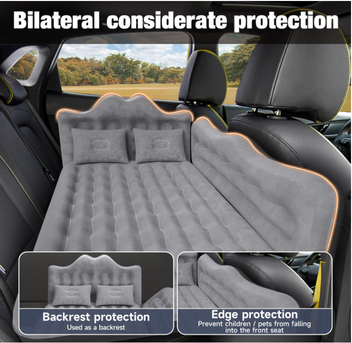 Colchón de aire trasero para coche DikaSun: cama inflable para camping y vehículos todoterreno, adecuada para camionetas y furgonetas, con acabado de felpa gruesa de doble cara