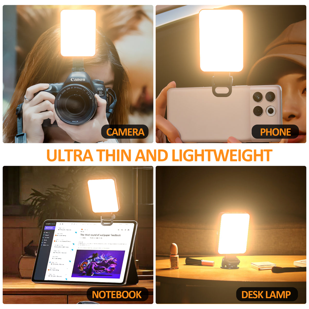 Luz de Relleno LED Magnética – Luz para Videoconferencias, Teléfono y Cámara, para Fotografía, Retransmisiones en Directo y Uso Portátil