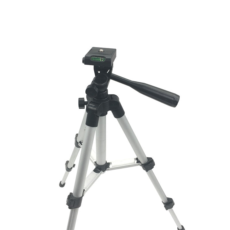 Soporte Trípode Profesional Plegable para Cámara con Tornillo y Cabezal Fluido Giratorio de 360°, Estabilizador de Aluminio con Soporte para Teléfono