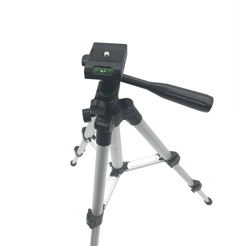 Soporte Trípode Profesional Plegable para Cámara con Tornillo y Cabezal Fluido Giratorio de 360°, Estabilizador de Aluminio con Soporte para Teléfono