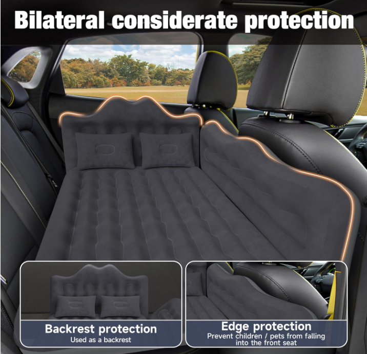 Cojín de Aire Trasero para Coche DikaSun – Cama de Camping Inflable para Vehículos Todoterreno, Apta para Camiones y Furgonetas, con Felpa Gruesa de Doble Cara