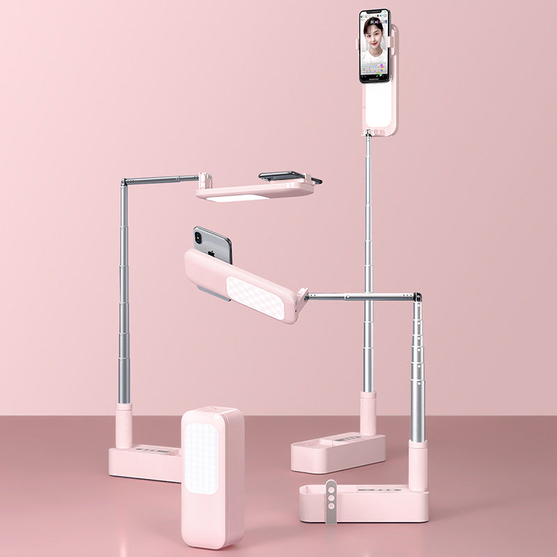 Luz LED de relleno portátil, inalámbrica y retráctil, con brillo regulable, para selfies, vídeos en directo y soporte para teléfono móvil