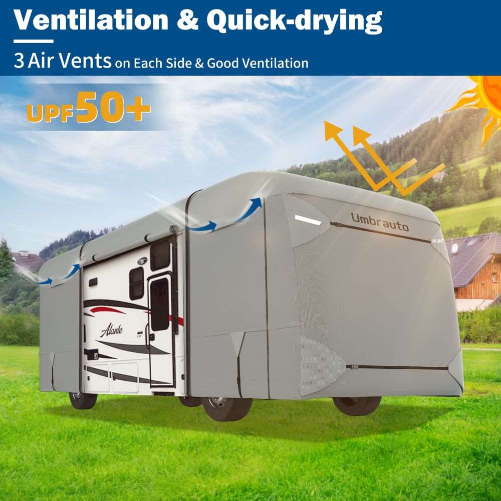 Funda Umbrauto para autocaravana Clase A, 7 capas reforzadas, resistente al viento y transpirable, color gris