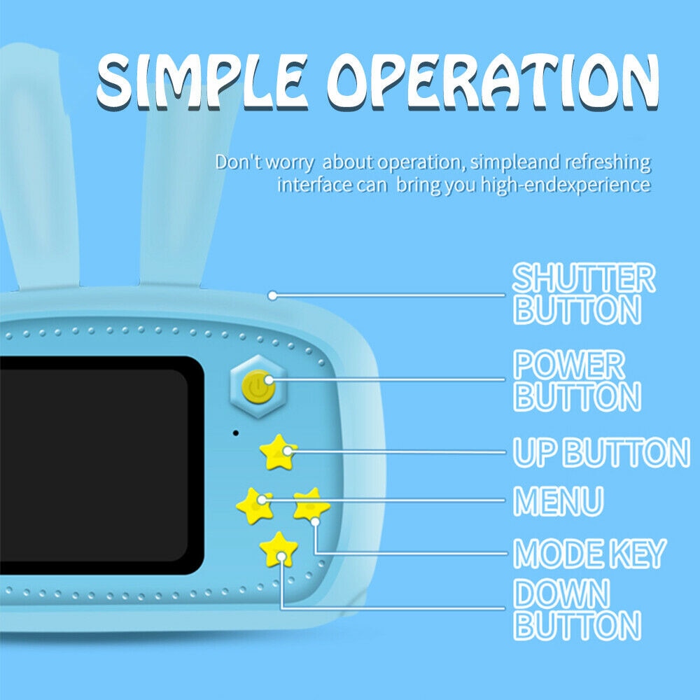 Cámara Digital Infantil para Hacer Fotos – Cámara Portátil Full HD 1080P con Pantalla LCD de 2 Pulgadas, Cámara de Vídeo para Niños, Aprendizaje y Estudio