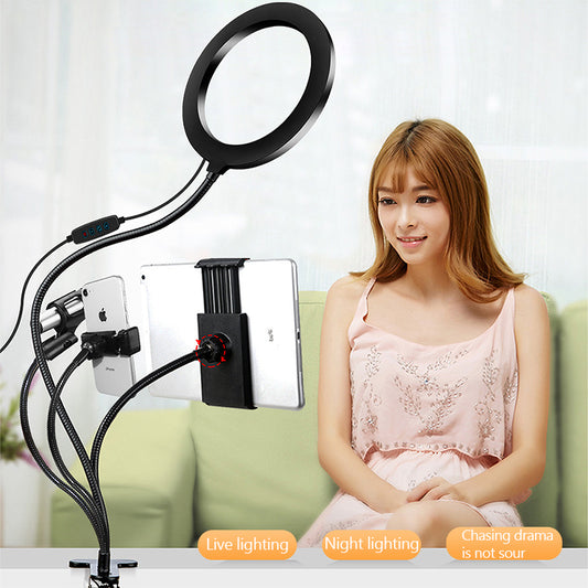 Kit de aro de luz LED de 8 pulgadas para maquillaje, tutoriales, vídeos de YouTube y retransmisiones en directo, con soporte para iPad, micrófono, teléfono y selfies