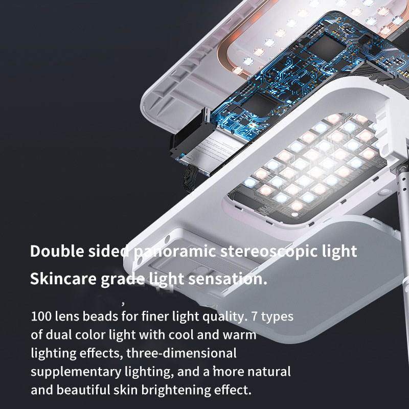 Luz LED de relleno portátil, inalámbrica y retráctil, con brillo regulable, para selfies, vídeos en directo y soporte para teléfono móvil