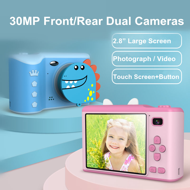 Cámara Digital Infantil HD de 2,8 Pulgadas con Doble Cámara – Mini Cámara Compacta Tipo Réflex para Hacer Fotos, Juguete Educativo y Regalo
