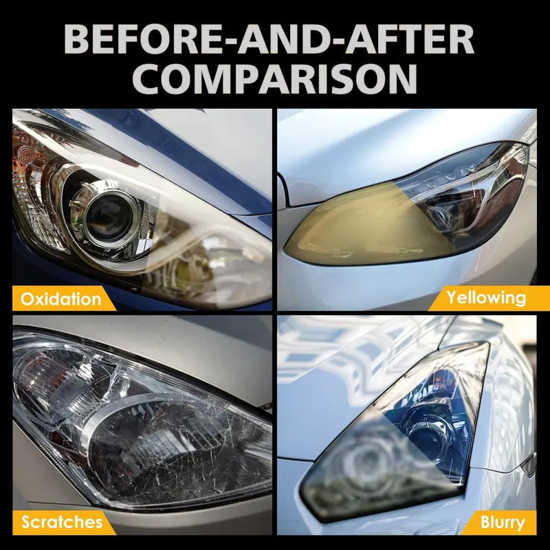 Kit transfronterizo de restauración de faros de coche: agente limpiador y pulidor profesional para eliminar el color amarillento y la oxidación, con protección UV de larga duración.