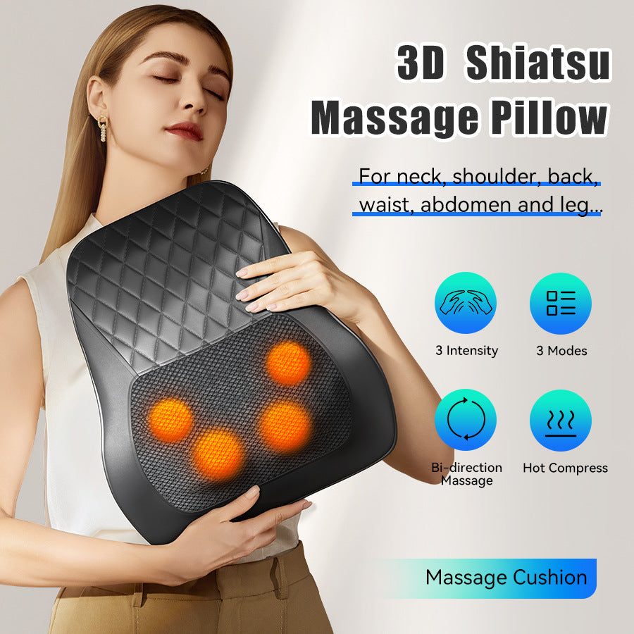 Almohada de masaje para cuello y hombros con amasamiento profundo y calor relajante