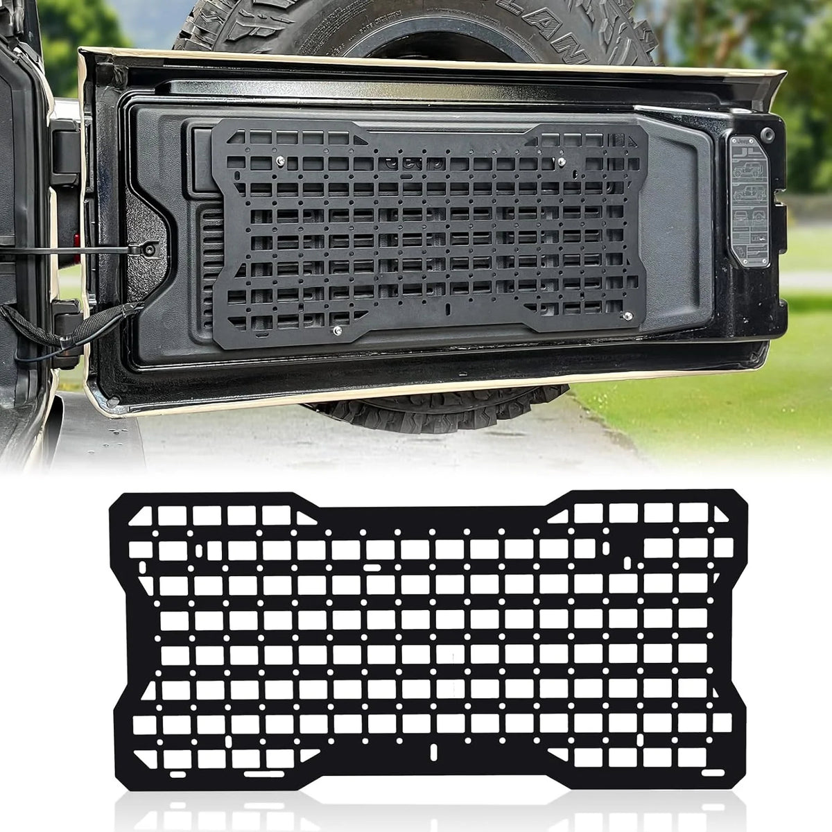 Panel táctico para portón trasero JK y JL con kit de herramientas y organizador, compatible con Jeep Wrangler 2007-2022 JK y JKU