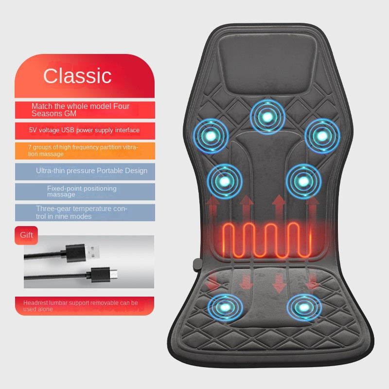 Cojín de masaje cervical multifuncional para coche y hogar con calefacción, vibración y masaje para cuello y espalda