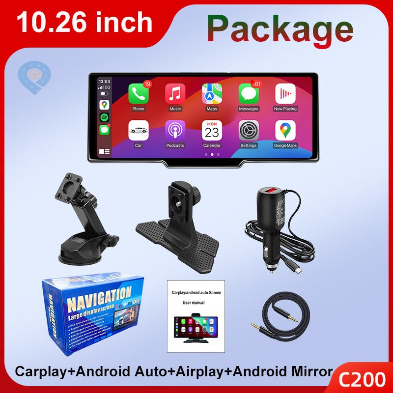 Pantalla inteligente portátil de 10,26 pulgadas para coche con CarPlay inalámbrico, Android Auto, Bluetooth y cámara trasera AHD