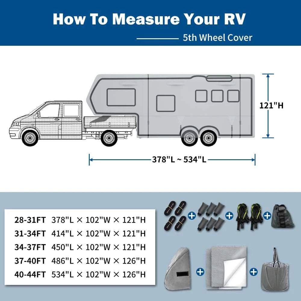 Funda Umbrauto para autocaravana de quinta rueda, 7 capas reforzadas, protección UV, impermeable y transpirable