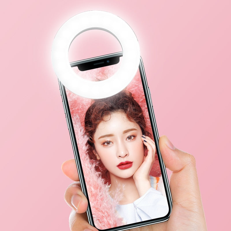 Luz de Anillo para Selfie Actualizada 3200K-6500K con 40 LED – Luz de Relleno para iPhone y Android, Luz para Vlogs y Selfies, Recargable