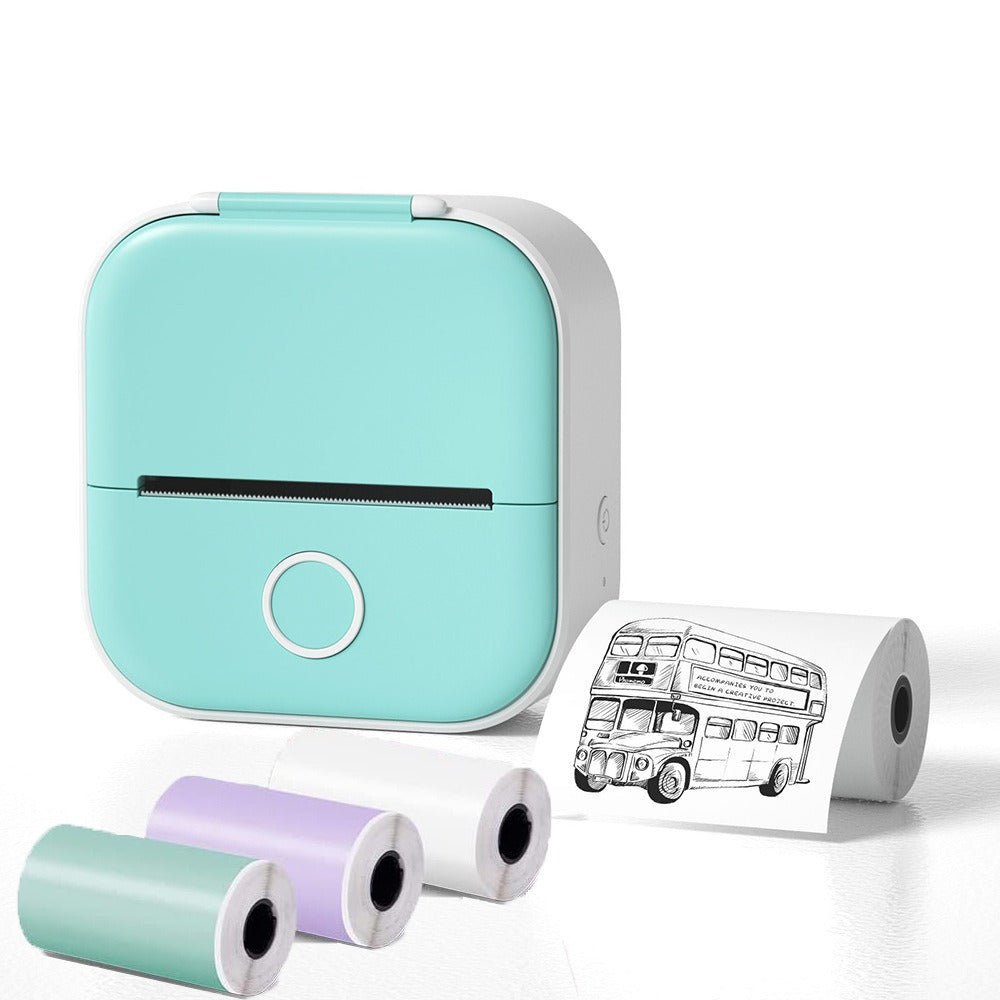 Versión internacional T02, mini impresora térmica portátil Bluetooth de bolsillo para uso doméstico, para imprimir etiquetas, fotos y notas