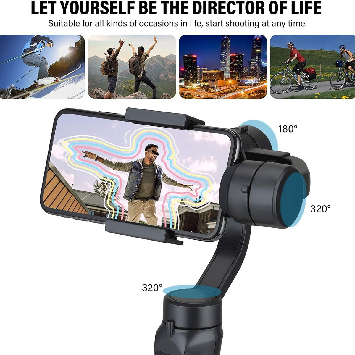 Estabilizador de mano de tres ejes F6 para teléfonos móviles, gimbal inteligente con antivibración y soporte para transmisiones en vivo en exteriores.