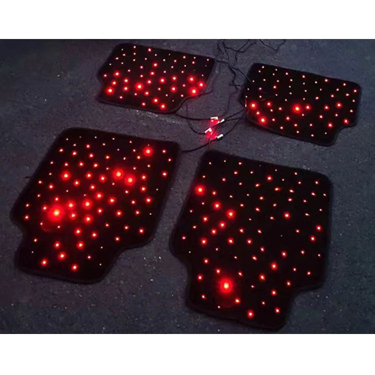 Alfombrillas para coche con fibra óptica en forma de estrellas, juego completo con iluminación LED para decoración del vehículo
