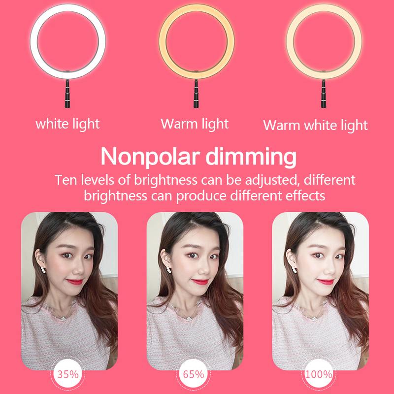 Aro de luz LED plegable y regulable por USB para selfies y vídeo, con soporte de 1,68 m para YouTube, TikTok, maquillaje y flash.