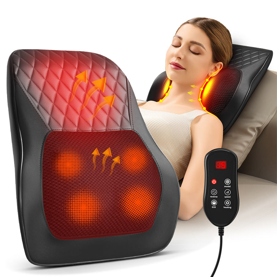 Almohada de masaje para cuello y hombros con amasamiento profundo y calor relajante