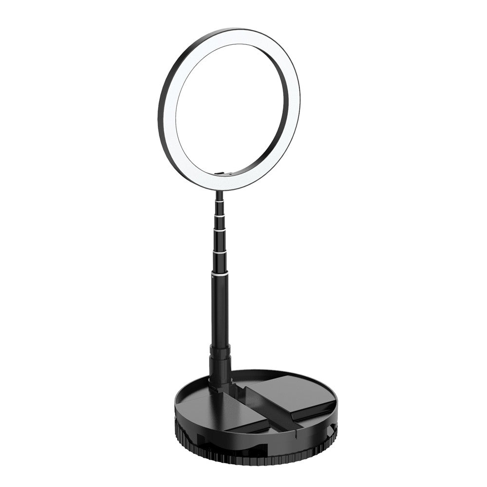 Aro de luz LED plegable y regulable por USB para selfies y vídeo, con soporte de 1,68 m para YouTube, TikTok, maquillaje y flash.