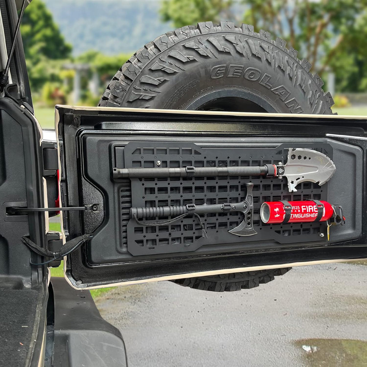 Panel táctico para portón trasero JK y JL con kit de herramientas y organizador, compatible con Jeep Wrangler 2007-2022 JK y JKU