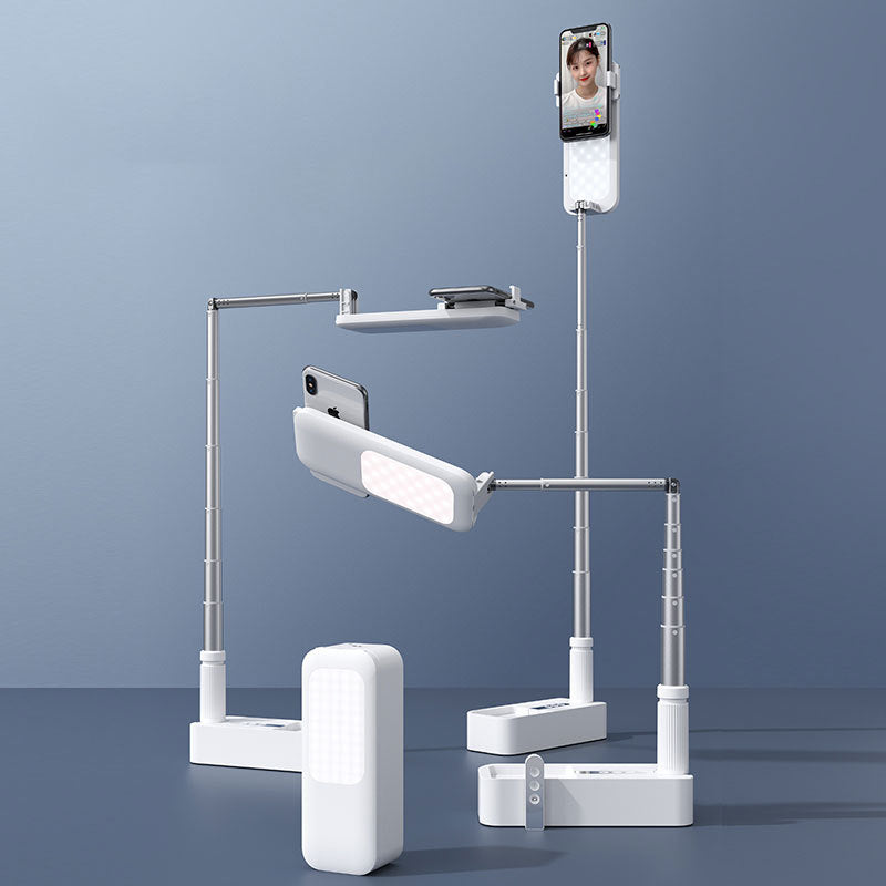 Luz LED de relleno portátil, inalámbrica y retráctil, con brillo regulable, para selfies, vídeos en directo y soporte para teléfono móvil