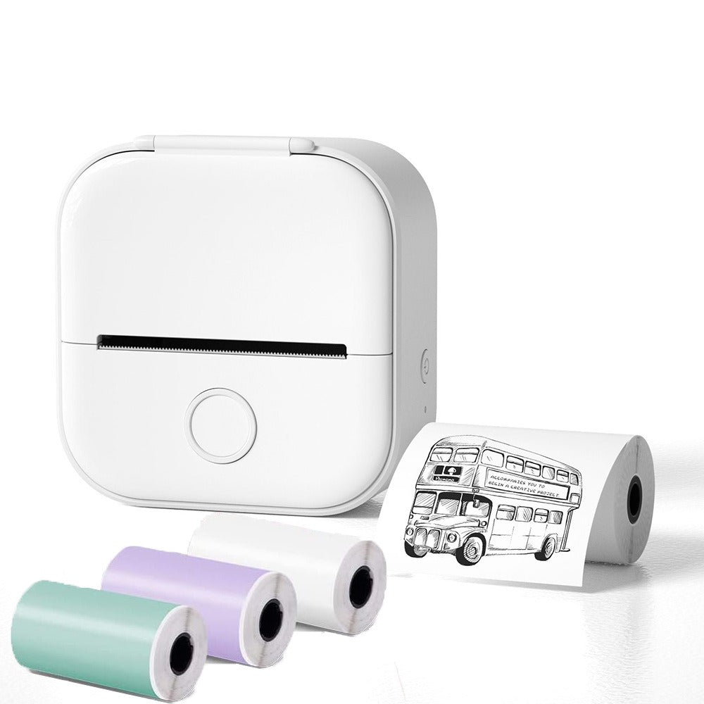 Versión internacional T02, mini impresora térmica portátil Bluetooth de bolsillo para uso doméstico, para imprimir etiquetas, fotos y notas
