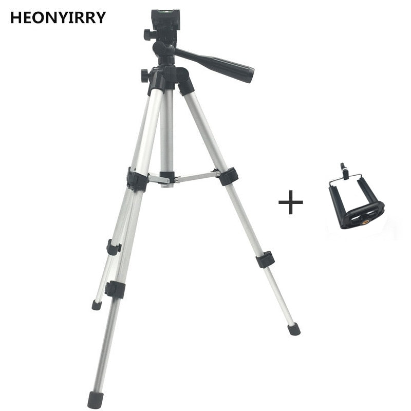Soporte Trípode Profesional Plegable para Cámara con Tornillo y Cabezal Fluido Giratorio de 360°, Estabilizador de Aluminio con Soporte para Teléfono