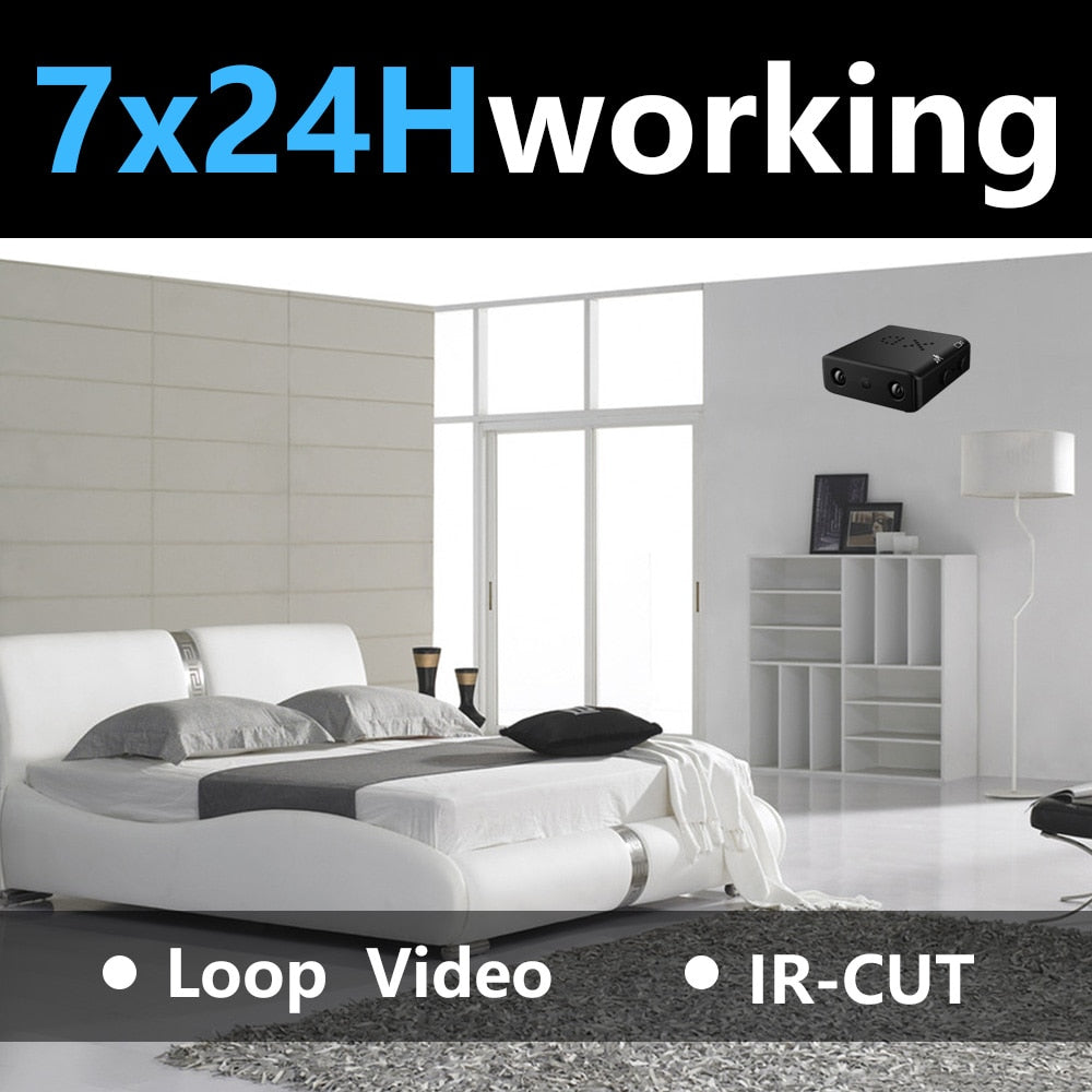Mini Cámara Full HD 1080P para Seguridad del Hogar – Videocámara Micro con Visión Nocturna, Detección de Movimiento, Grabación de Vídeo y Voz