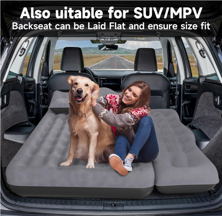 Colchón de aire trasero para coche DikaSun: cama inflable para camping y vehículos todoterreno, adecuada para camionetas y furgonetas, con acabado de felpa gruesa de doble cara