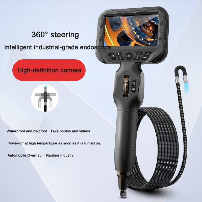 Endoscopio industrial con rotación de 360° y cámara HD de 6 mm para inspección de tuberías, detección de alcantarillado y pruebas no destructivas
