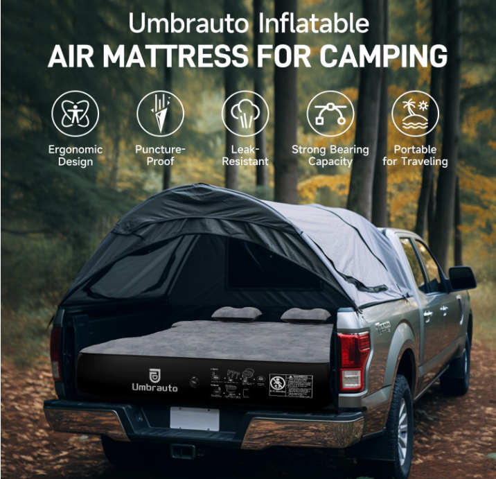 El colchón inflable Umbratuo es adecuado para cajas de camionetas cortas de tamaño mediano de entre 6 y 6,6 pies, aproximadamente 1,8-2,0 metros