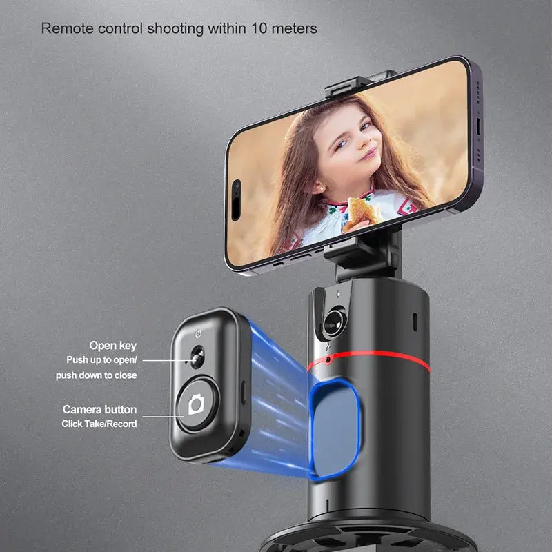 Soporte P02 con Seguimiento Facial Automático – Soporte para Teléfono con Rotación de 360°, Estabilizador Gimbal de Escritorio y Trípode para Vídeos en Directo y Vlogging