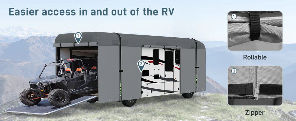 Funda Umbrauto para autocaravana Clase A, 7 capas reforzadas, resistente al viento y transpirable, color gris