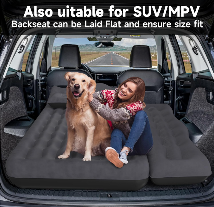 Cojín de Aire Trasero para Coche DikaSun – Cama de Camping Inflable para Vehículos Todoterreno, Apta para Camiones y Furgonetas, con Felpa Gruesa de Doble Cara