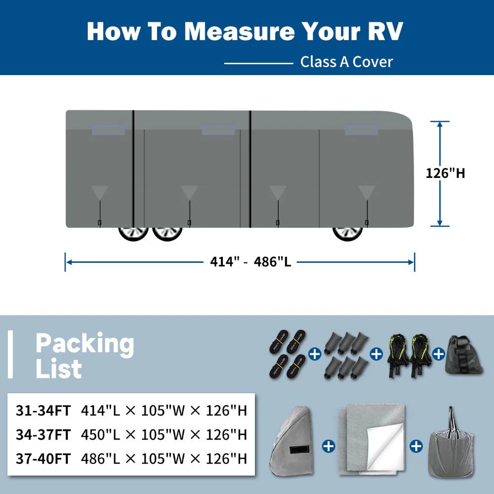Funda Umbrauto para autocaravana Clase A, 7 capas reforzadas, resistente al viento y transpirable, color gris