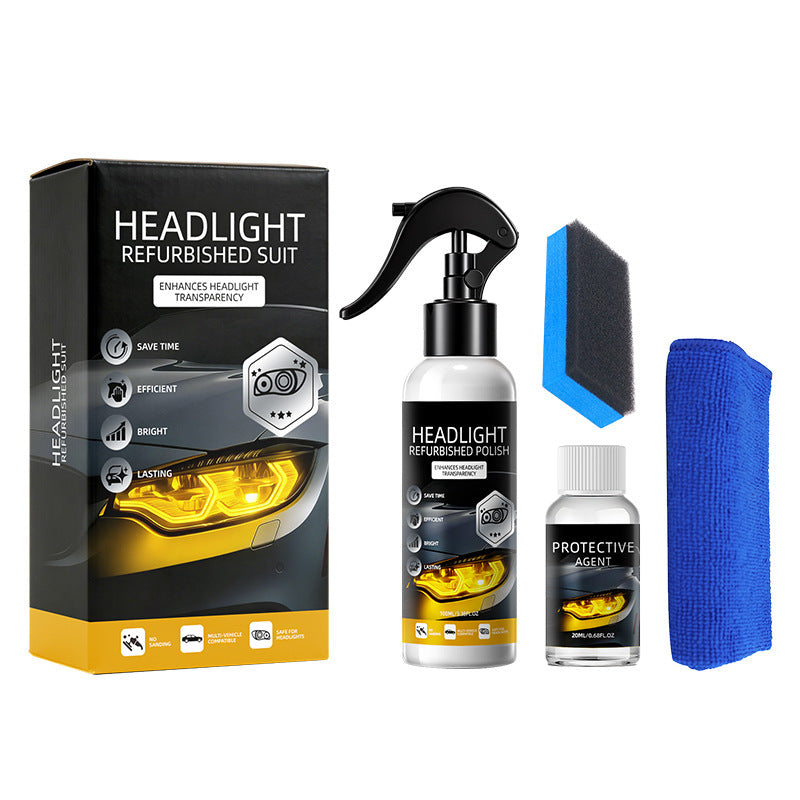 Kit transfronterizo de restauración de faros de coche: agente limpiador y pulidor profesional para eliminar el color amarillento y la oxidación, con protección UV de larga duración.
