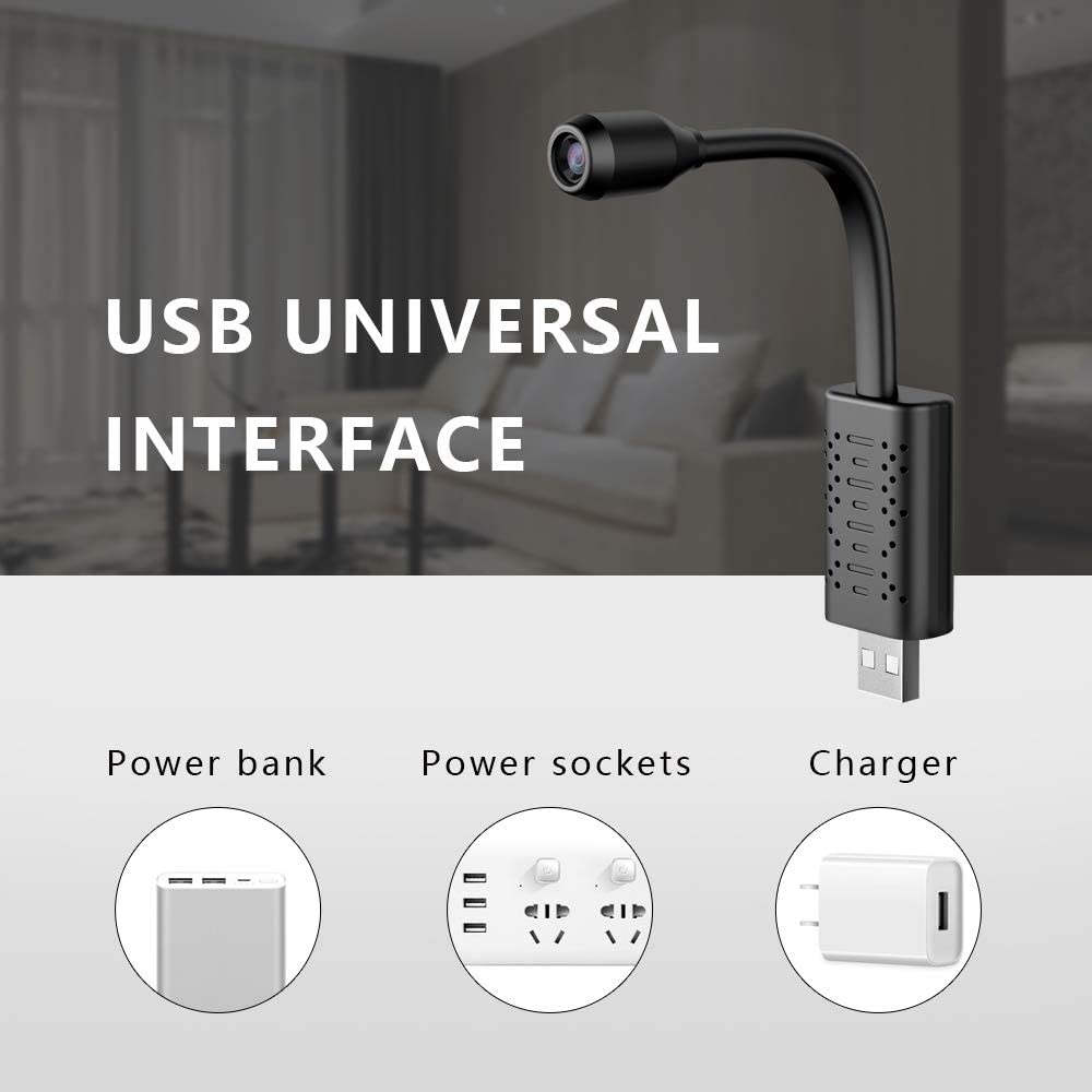Cámara WiFi USB Mini EVKVO HD Inteligente – Cámara IP de Vigilancia en Tiempo Real con Detección de Personas mediante IA, Grabación en Bucle y Soporte para Tarjetas de hasta 64 GB