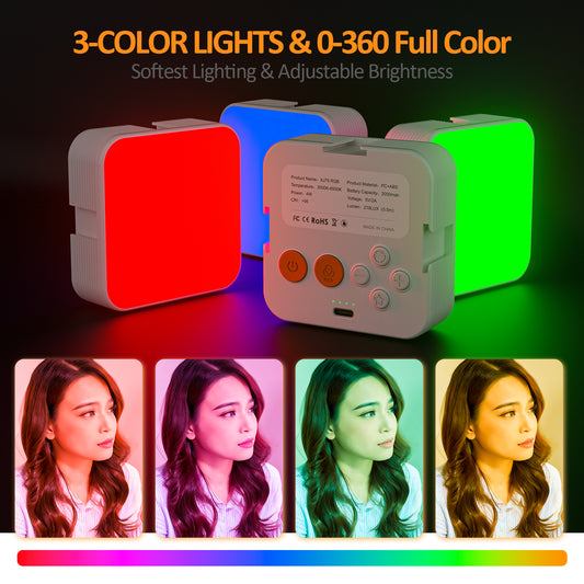 Luz de Bolsillo para Cámara – Mini Luz RGB de Ambiente para Teléfono Móvil, Luz de Relleno para Retransmisiones en Directo, Vlogs, Videoconferencias y Fotografía