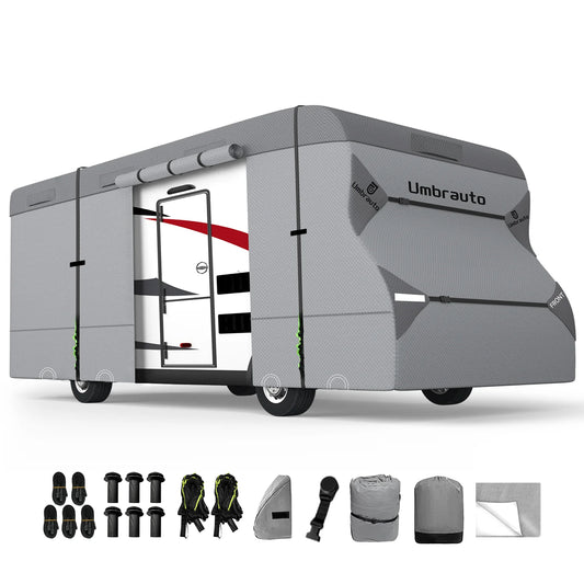 Umbrauto RV Cover Class C Upgraded 7 Layers Anti-UV Top Panel Motorhome Cover，Gray